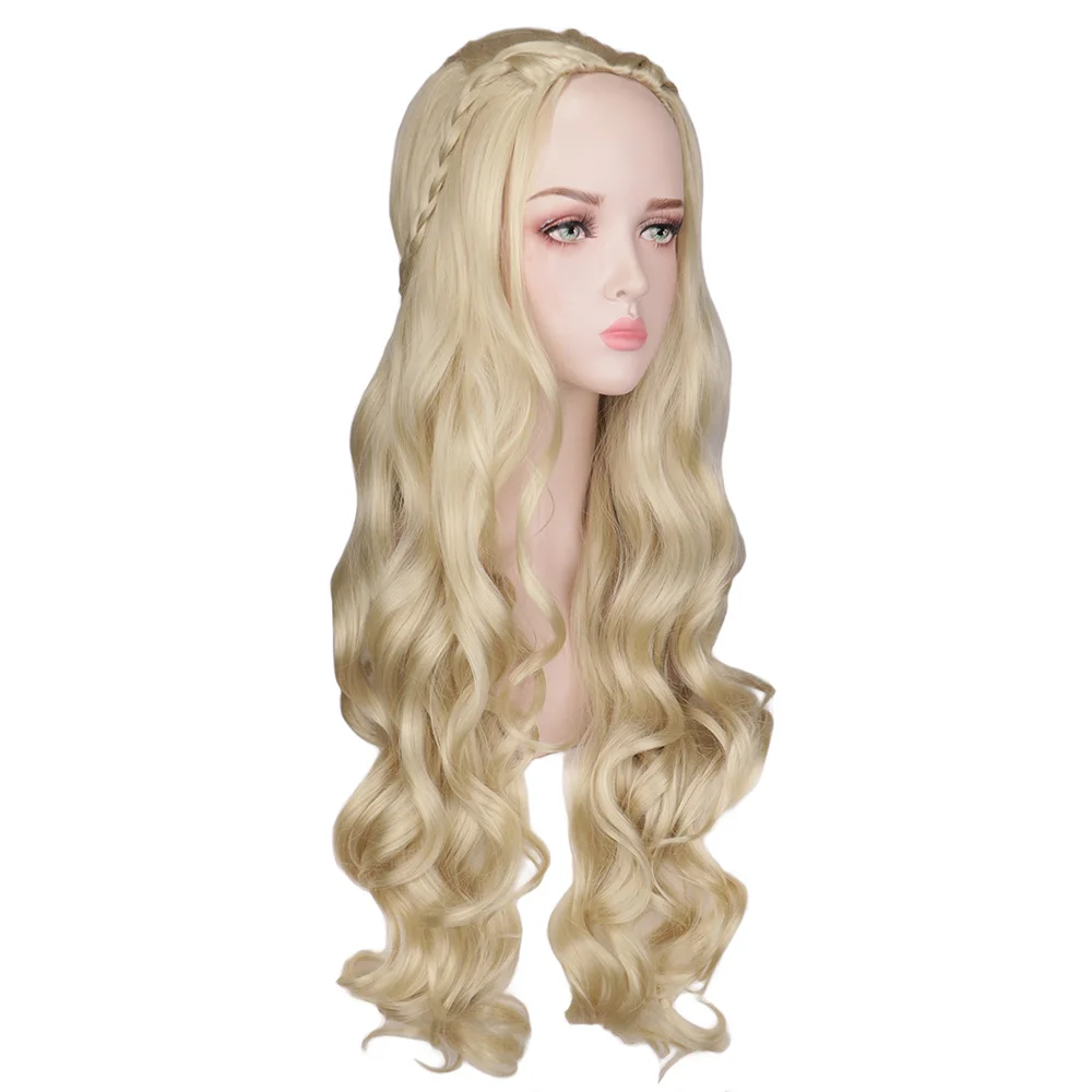 QQXCAIW длинные волнистые косплей парик Игра Престолов Дейенерис Таргариен блонд термостойкие волокна синтетические волосы парики
