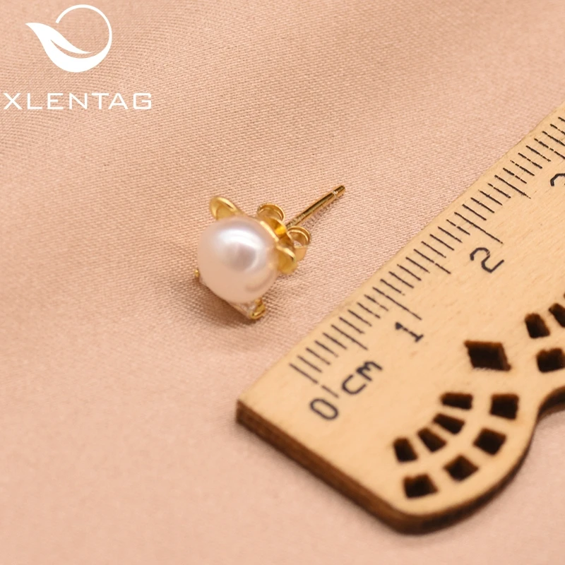 XlentAg 925 стерлингового серебра натуральный пресноводный белый жемчуг серьги со