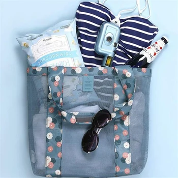

2PCS Large Capacity Mesh Beach Fashion Shoulder Bag Swimming Shopping Travel Storage Bag Summer Moisture-proof Beach Portable