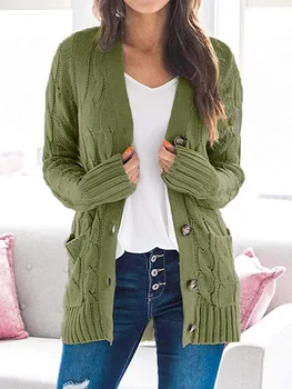 

Womens Single Breasted Sweater Cardigan Knitted Jacket Coat Casual Loose Jumper Top Clothing Autumn Winter Long Sweaters Women