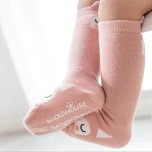 Детские носки на весну, осень и лето, длинные носки, детские чулки для новорожденных, носки из чистого хлопка с мультипликационным принтом для 0-1-3 лет