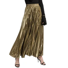 BKMGC плиссированная юбка с высокой талией, Женская Осенняя зимняя винтажная Золотая длинная юбка, женская серебряная эластичная повседневная юбка миди, вечерние юбки юбка женская юбки кожаная юбка юбка кожаная юб