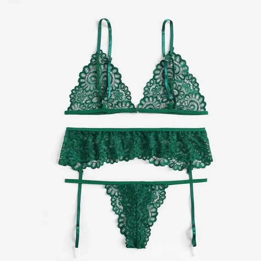 Женское сексуальное нижнее белье, кружева, Babydoll, прозрачный беспроводной бюстгальтер, набор, стринги, нижнее белье, ночное белье, наборы бюстгальтер+ трусы, S-XL
