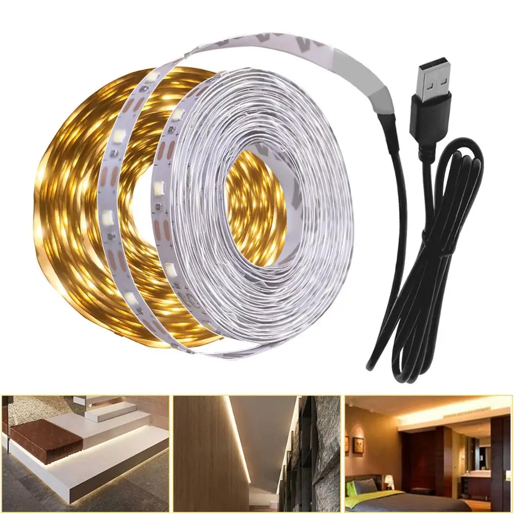 5 в USB СВЕТОДИОДНЫЙ светильник для кухни, 3 м, 2 м, теплый белый светодиодный ночник для внутреннего освещения, светильник для кухни, спальни, телевизора, декоративный светильник s|Подшкафные лампы| | АлиЭкспресс