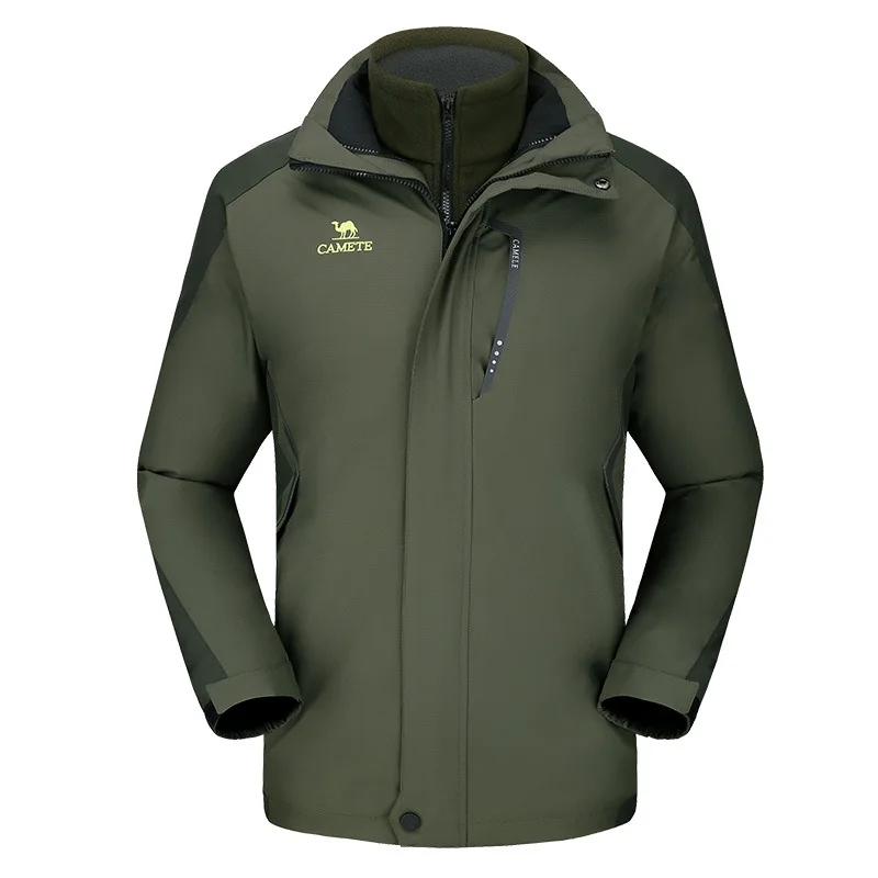 Зимняя Лыжная куртка мужская водонепроницаемая ветрозащитная Флисовая теплая зимняя куртка для катания на горных лыжах сноуборд куртка плюс размер - Цвет: Army green