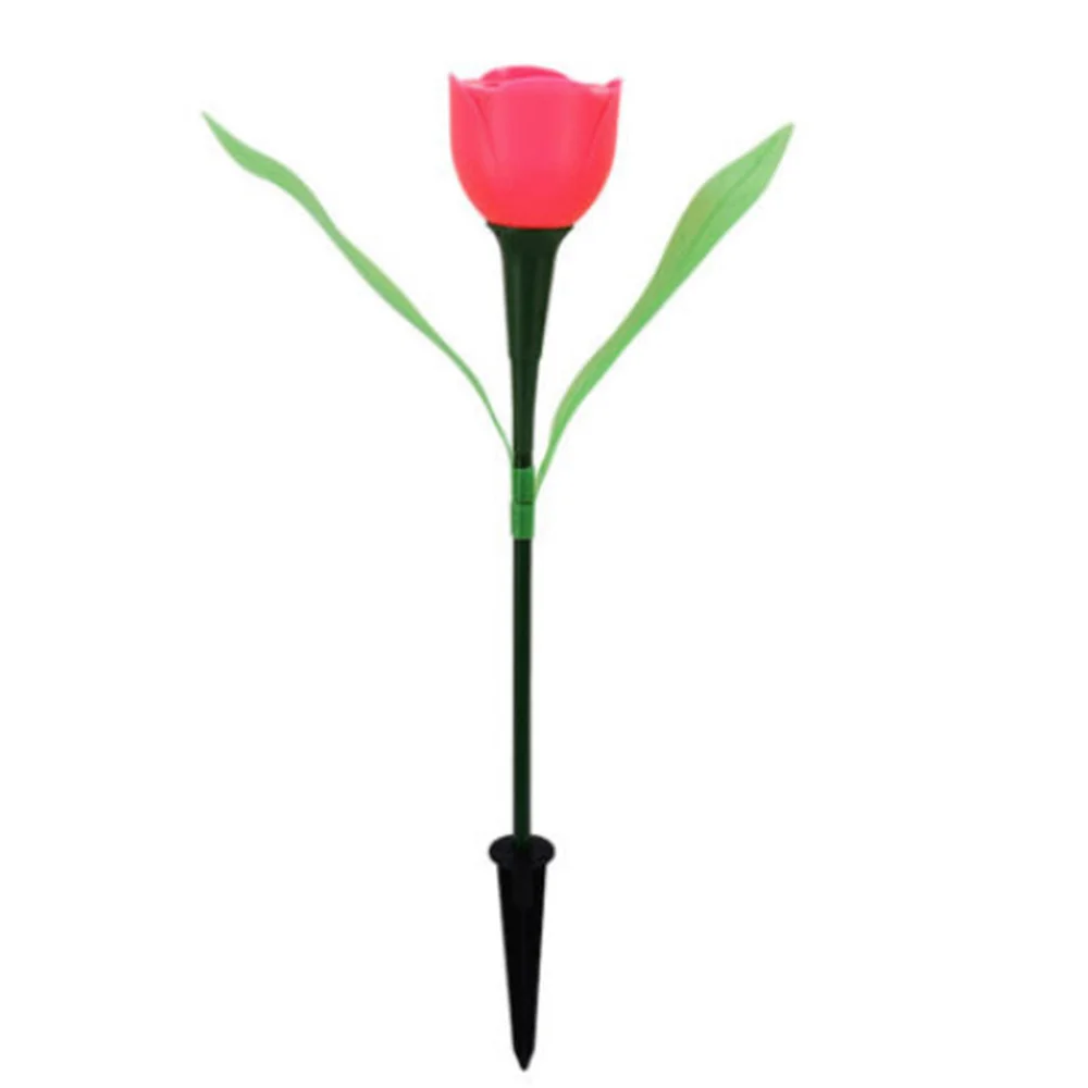 Outdoor Solar Powered Luminous Tulip Flower Led Light Garden Lawn Landscape Lamp