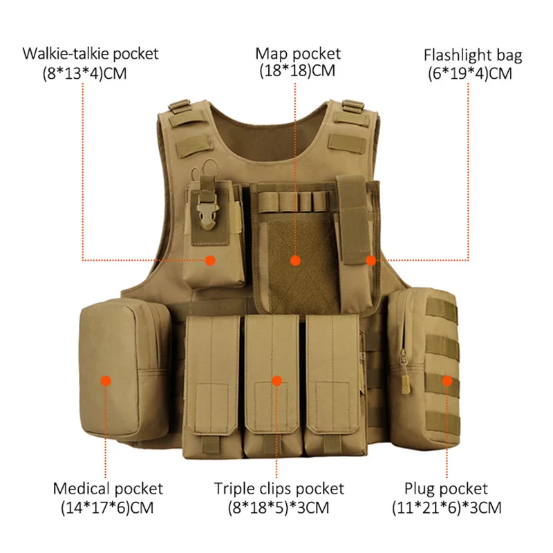 Airsoft Tactical Vest Mens Military Hunting Vests Equipment Vest Molle Combat Assault Plate Carrier Gilet Tactique Strap