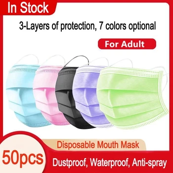 

50PCS Colorful Anti Dust Mouth Face Masks Mask Mascherine Mascara Anti-droplet Mascarillas de Protection Disposable Facemask
