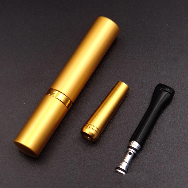 5,2 мм Женская/Мужская тонкая сигарета с держателем золотого цвета, Очищаемый мундштук с фильтром для курения с чехлом, чистящая игла