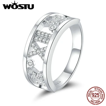 

WOSTU Original 925 Sterling Silver Roman Numerals Ring Double Layers Zircon Ring For Women Wedding Fingers 925 Jewelry CQR687