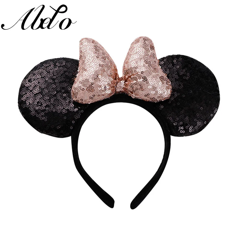 ABDO Hot Sale Big Bow Sequins Children's Hairband Mouse Ears Kids Hairbands For Girls Headwear Photo Shoot Girl Hair Accessories Baby Accessories