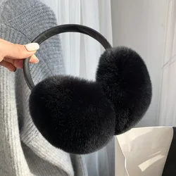 Rex Rabbit Fur Hang Ear Cover Warm Winter Earmuffs Headwear Ear Muffs Fur Earmuffs Cold Ear Warmer Fold Ear Protection Headband