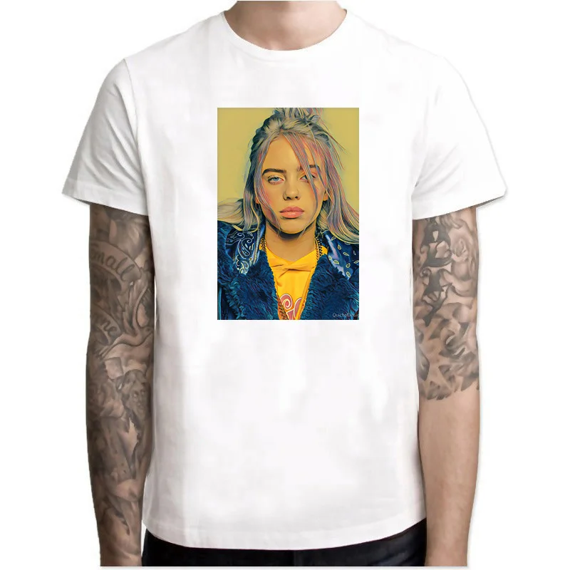 Новинка Billie Eilish футболка Повседневная хлопковая гранж Эстетическая Crewneck большой размер короткий рукав забавные мужские футболки