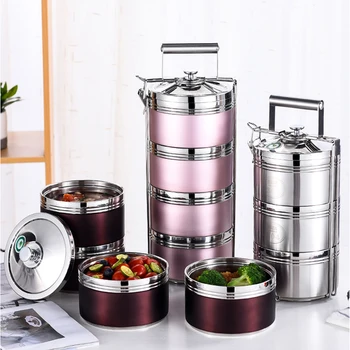 

Stainless Steel Vacuum Insulation Portable Lunch Box Multi-layer Insulation Barrel Sealed Leak-proof Student Food Containe