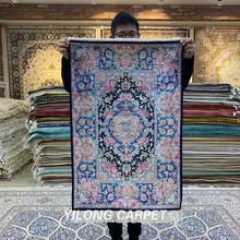 YILONG 2'x3' ручной работы чистый Шелковый ковер изысканный ручной завязанный Кум шелковый ковер(ZSH001A