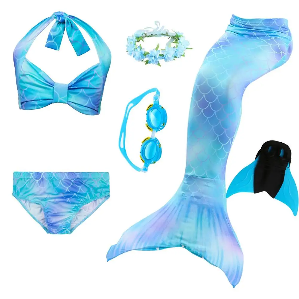 Популярный купальный костюм русалки с хвостом для девочек, детский купальный костюм Костюм Русалки купальный костюм, можно добавить очки или гирлянду - Цвет: style 10