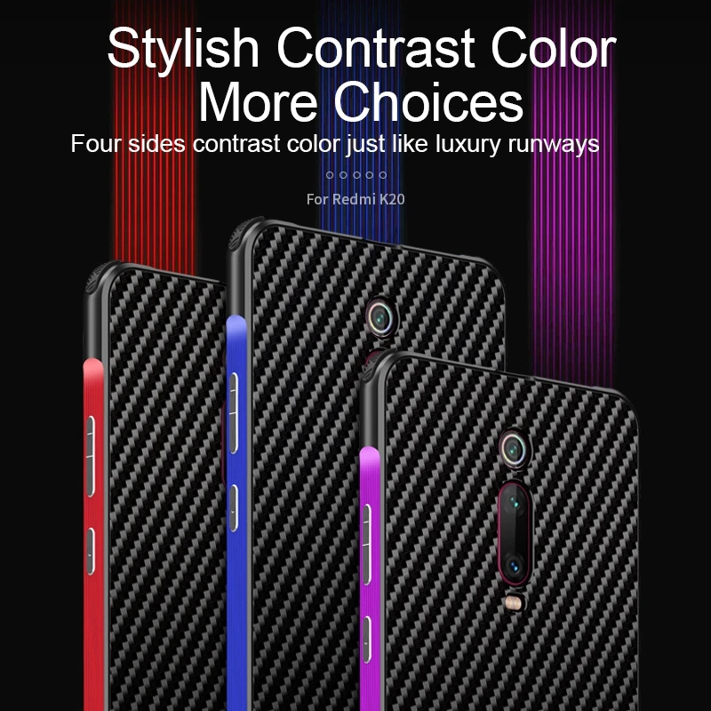 

Beyour for Xiaomi Redmi K20 Pro Case Runway Gene Metal Frame Carbon Fiber Shockproof Cover Funda For Xiaomi Mi 8 9 Phone Case