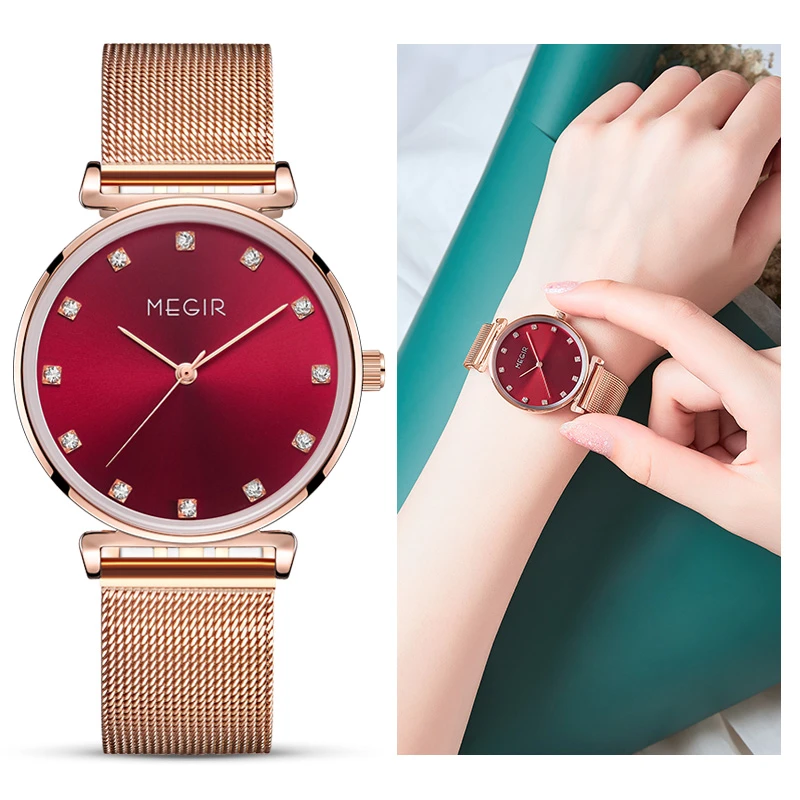 levenslang waarom karakter Megir 2021 Diamant Luxe Vrouwen Horloges Rood Rose Goud Roestvrij Stalen  Band Quartz Horloge Dames Vrouwelijke Horloge Japan Beweging|Women's  Watches| - AliExpress