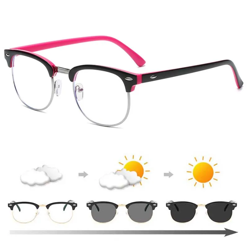 Myopia Glasses Anti Blue Light Photochromic Diopter SPH
