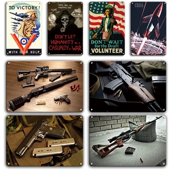 

Vintage Desert Eagle Pistol Metal Sign Ak-47 Decorative wall Plate Arms Gun Weapon Poster Signs Personalized Bar Home Wall Decor