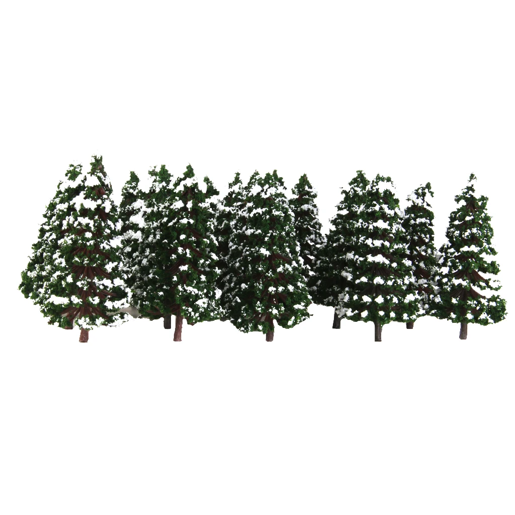 20pcs Dark Green Model Trees Snow Landscape Scenery 3.15 inch 1:150
