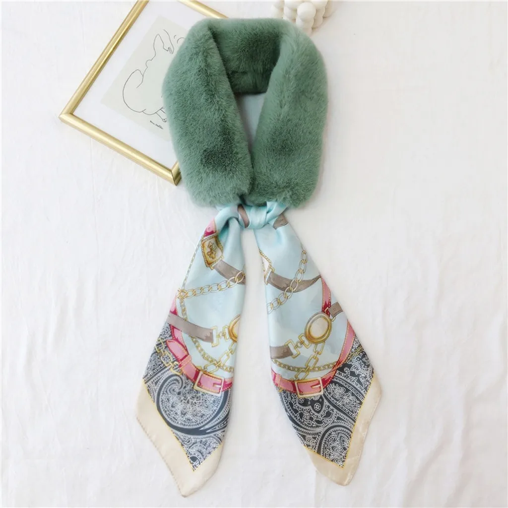 Foulard женский шарф женский модный зимний шарф из искусственного меха Верхняя одежда шелковая тесемка, шарф теплый аксессуары mujer шарф женский