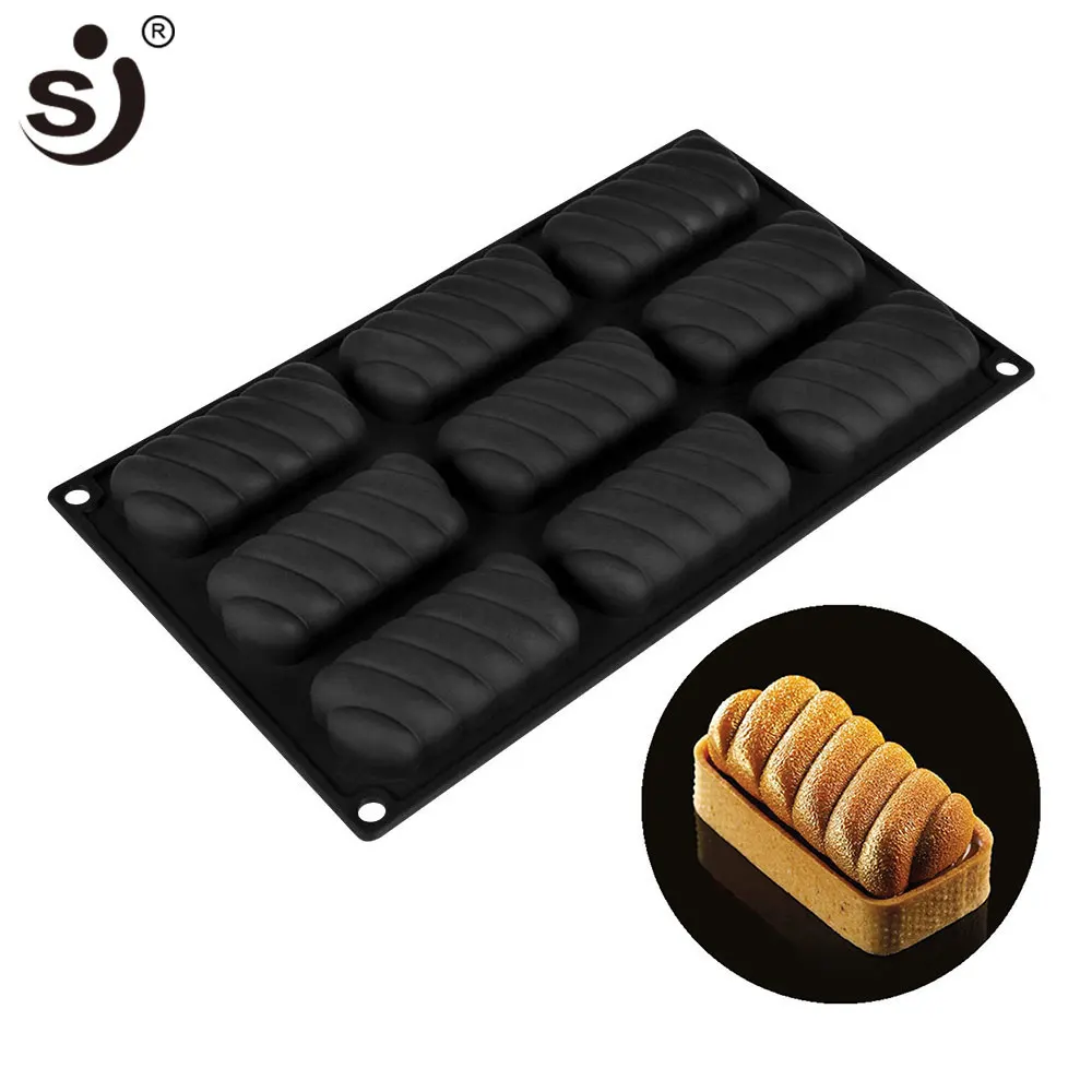 

SJ 9 Cavity Black 3d Silicone Mold Cake Mousse Chocolate Stripe Bakeware Cake Decorating Tools Baking Tools