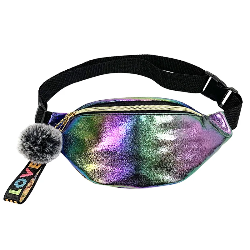Riñonera con estampado de lentejuelas para mujer, bolso de cintura con estampado de lentejuelas, a la moda para chicas, cinturón de hombro, para niños, con purpurina para teléfono, 2020