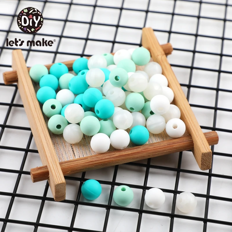 Let'S Make 30Pc Tiny Rodent 9mm Teething Baby Teether Beads Diy Crafts Sensory Toys Silicone Beads For Necklace Silicone Teether