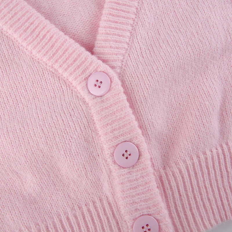 Pink Embroidery Loose Single-breasted V-neck Sweater 2021 Autumn And Winter  Woolen New Knit Cardigan Coat - Cardigan - AliExpress