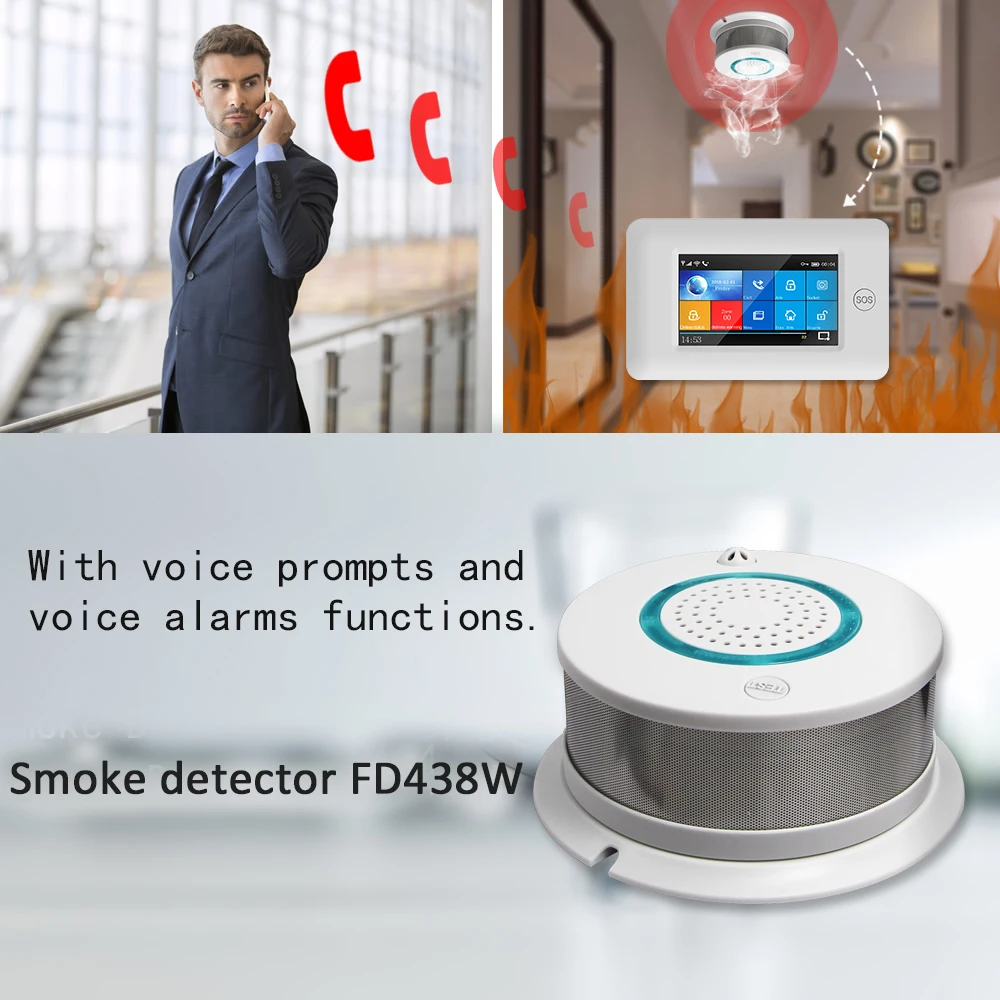 Датчик дыма s Wi-Fi беспроводной тепловой 2 в 1 датчик температуры дыма датчик сигнализации для домашней системы безопасности