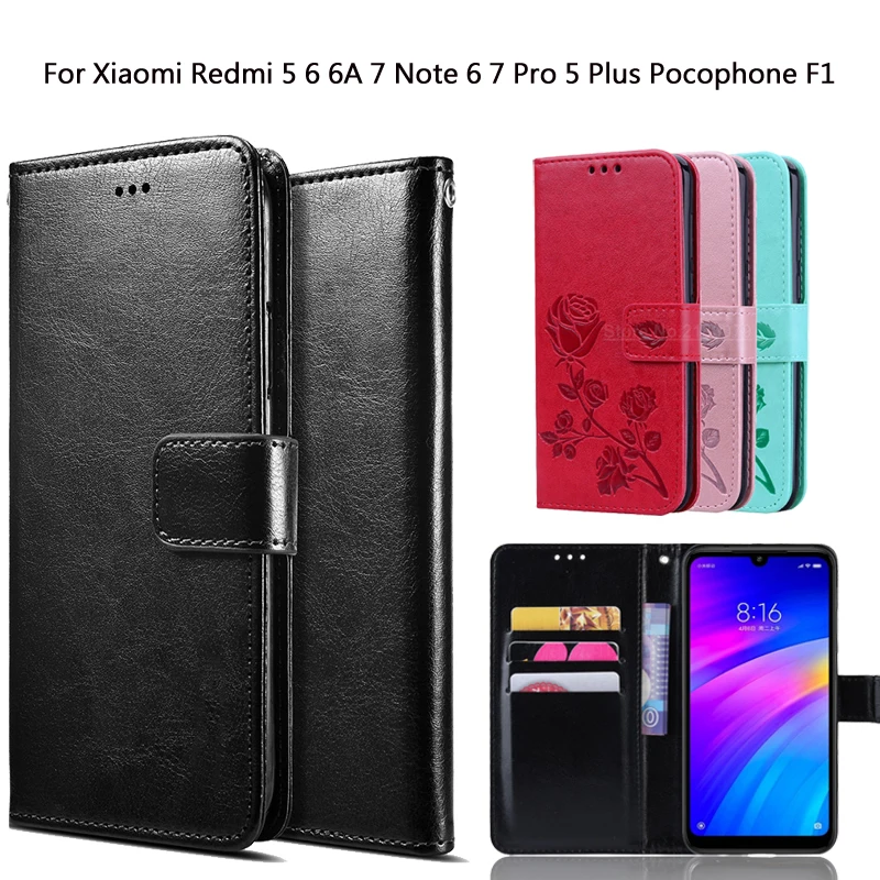 Чехол для телефона Xiaomi Redmi 7 Note 6 7 Pro 5 Plus, чехол для телефона Xiaomi Pocophone F1, поддерживающий держатель, кошелек, PU флип-чехол для телефона