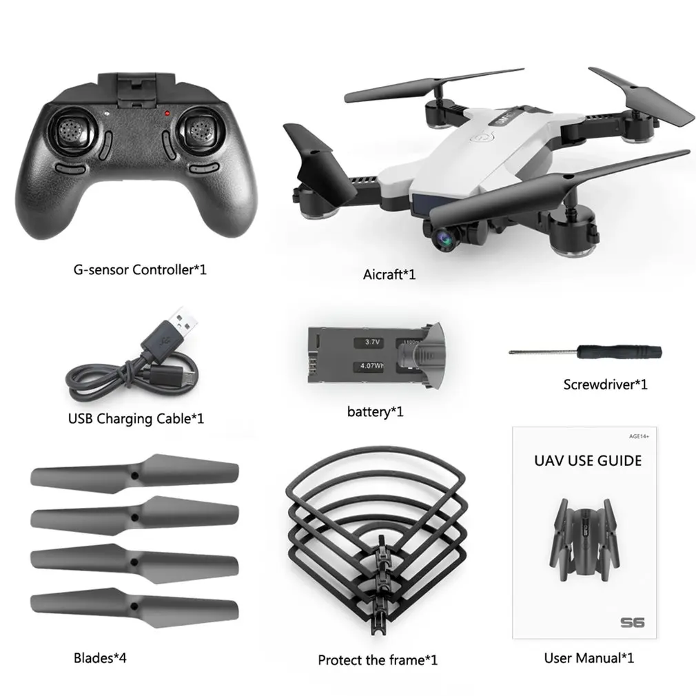 

SMRC S6 drone with HD 720P wifi Double camera 2MP Gesture photo Optical flow positioning Smart follow me Helicopter