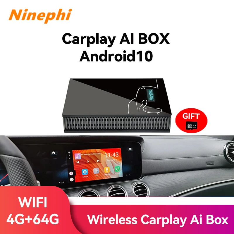 Carplay Wireless 4+64G Android10 GPS auto HDMI Netflix Apple TV BOX For