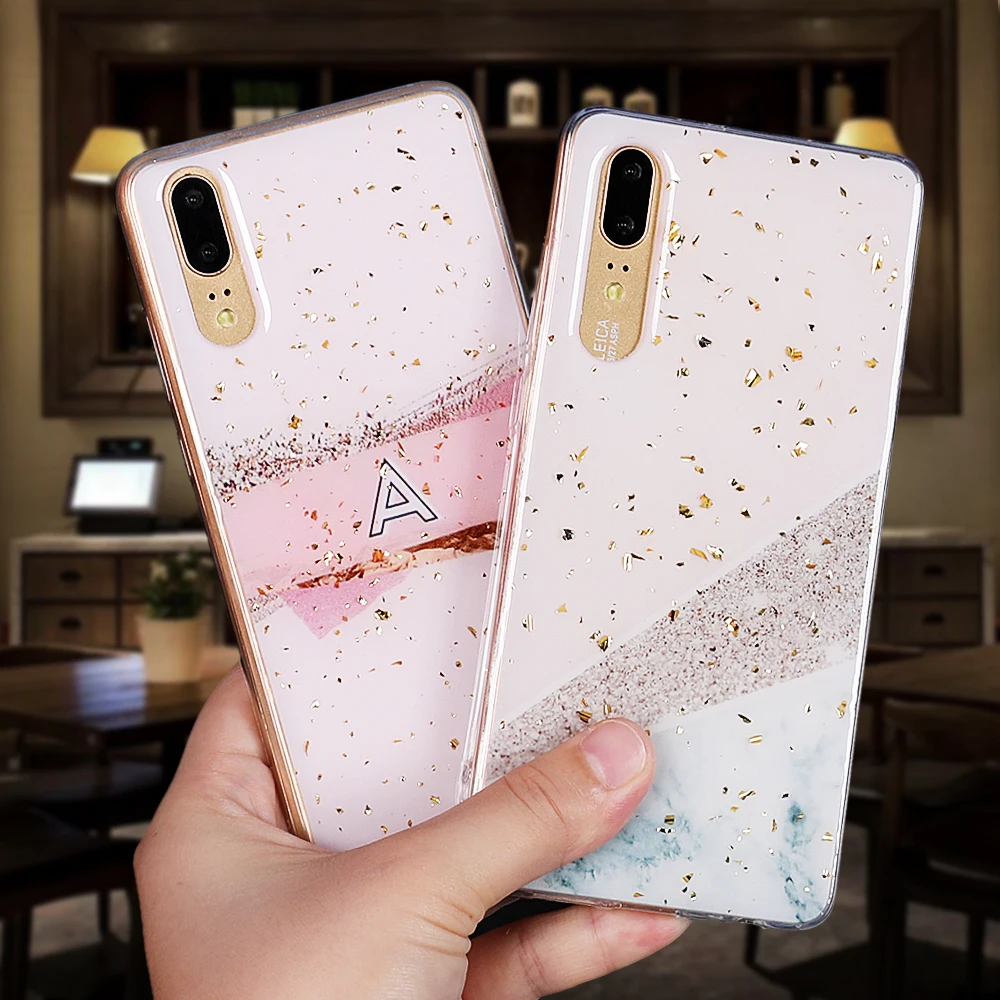 Роскошный lovecom комбинированный мраморный чехол для телефона huawei P20 P30 Pro Lite mate 20 Pro Lite золотой порошок мягкая эпоксидная задняя крышка для телефона