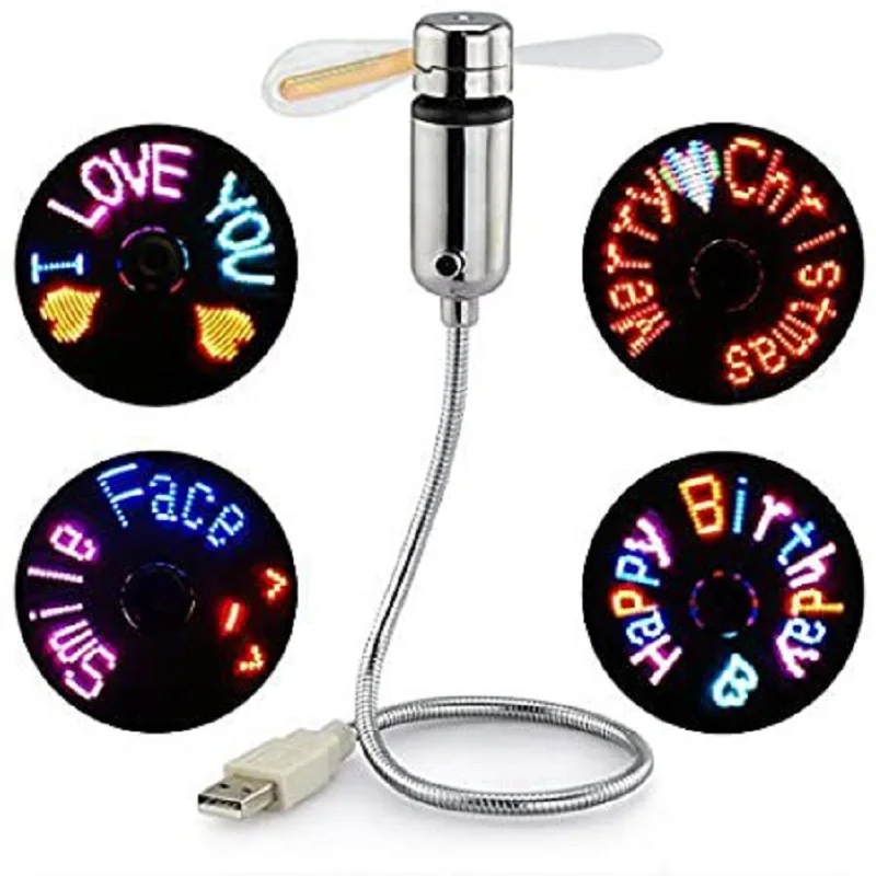 USB Fan Connect PhoDurable Adjustable Mini Flexible Fan LED Light USB Port Time Clock Desktop Clock Cool Gadget Time Display