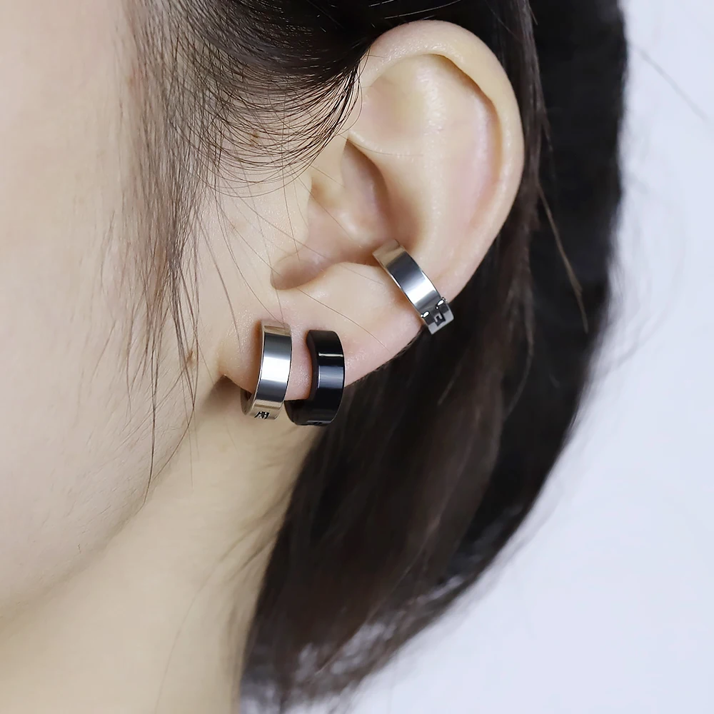 Jewellery Earrings Clip-On Earrings Clip On Earrings For Men Tiny Black Metal Free For Non Pierced Ears 