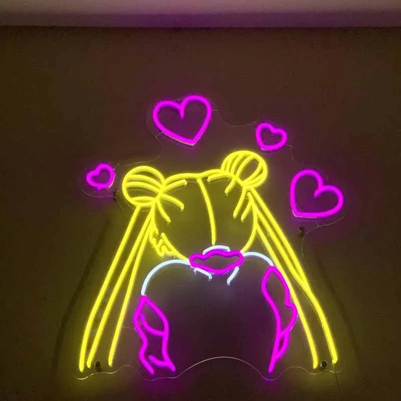 Custom led Sailor Moon Hearts Neon Signs Japanese Anime flexible Night Light Sign indoor Home Bar Wall Bedroom Decor | Дом и сад