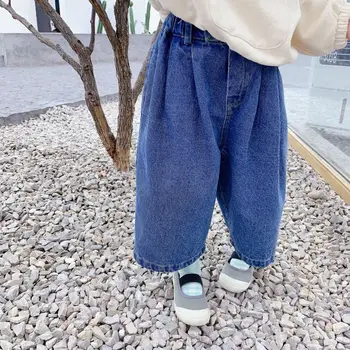 

2020 boys and girls autumn new pants girls wide-leg casual jeans children's trousers