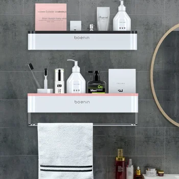 

Bathroom Shelf Wall Mounted Shampoo Cosmetic Shower Shelves Bathroom Towel Rack Kitchen Storage Rack Bath Accessories