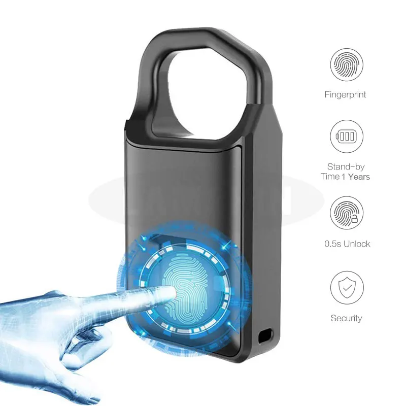 Электронный замок с отпечатком пальца USB Перезаряжаемый умный без ключа Противоугонный чемодан с висячим замком дверной замок охранная сигнализация Умный Замок