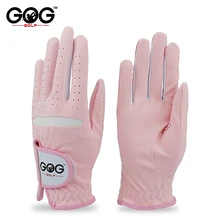 Guantes de Golf para mujer, de fibra suave, transpirables, antideslizantes, para mano izquierda y derecha, color rosa, 1 par