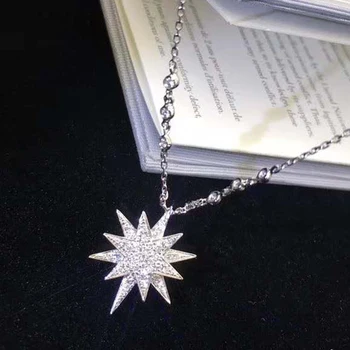 

18K White Gold Au750 Real Diamond Women Pendant Necklaces Star Wedding Party Engagement Anniversary Necklaces Birthday Gift VVS