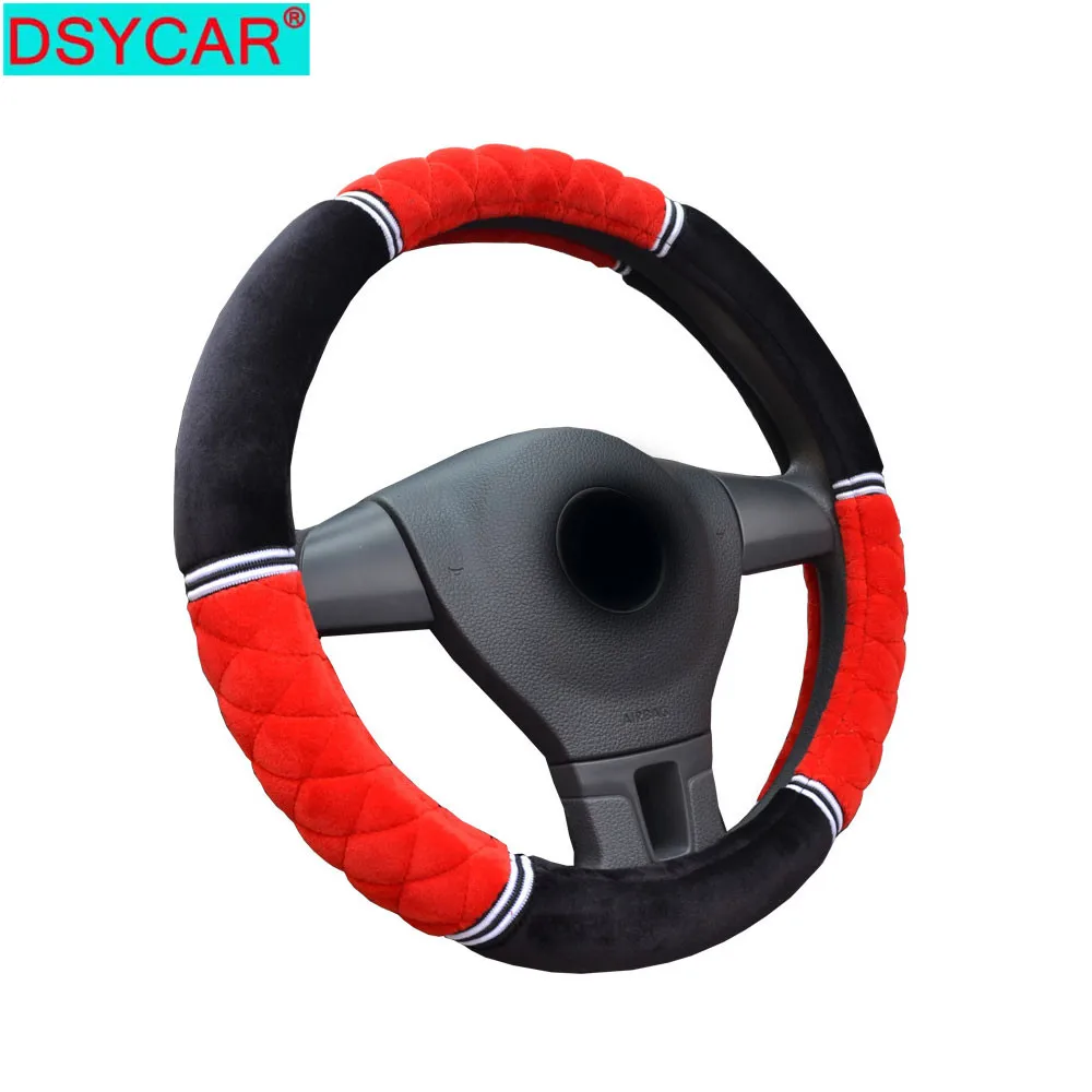 

DSYCAR 1Pcs 38cm Furry Car Steering Wheel Cover Soft Warm Plush Short Velvet Covers Auto Decoration Winter Car Accessories