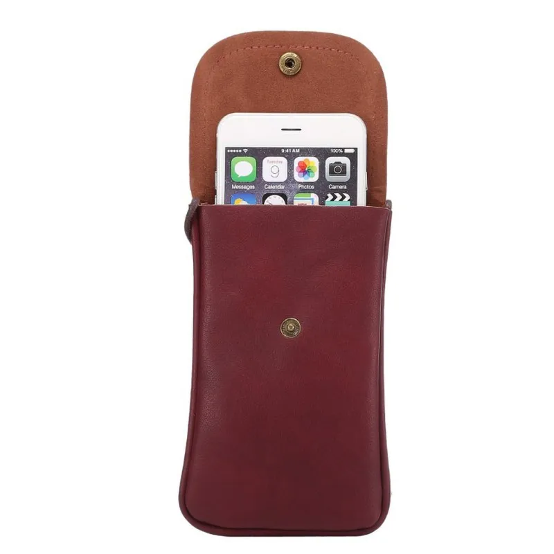 Универсальная кожаная сумка для мобильного телефона, наплечный карман, кошелек, чехол, шейный ремешок для смартфона