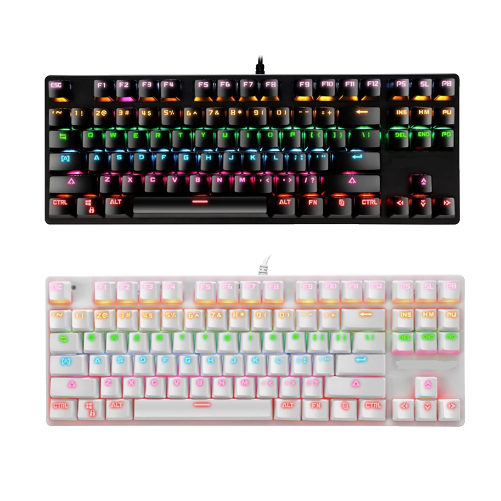 Механическая игровая клавиатура Проводная RGB со светодиодной радужной