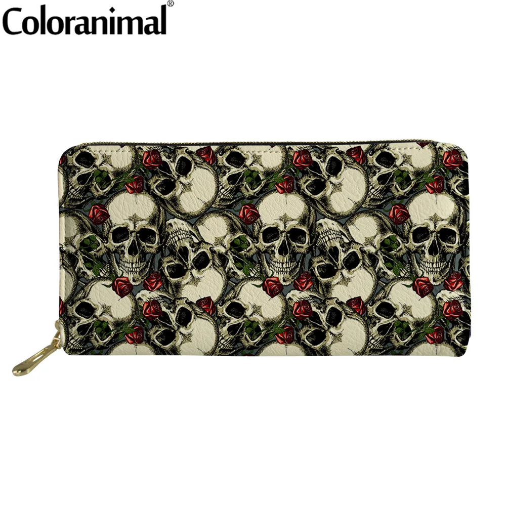 Coloranimal Мода с рисунком черепа клатч кошелек из PU искусственного материала (PU) Femme