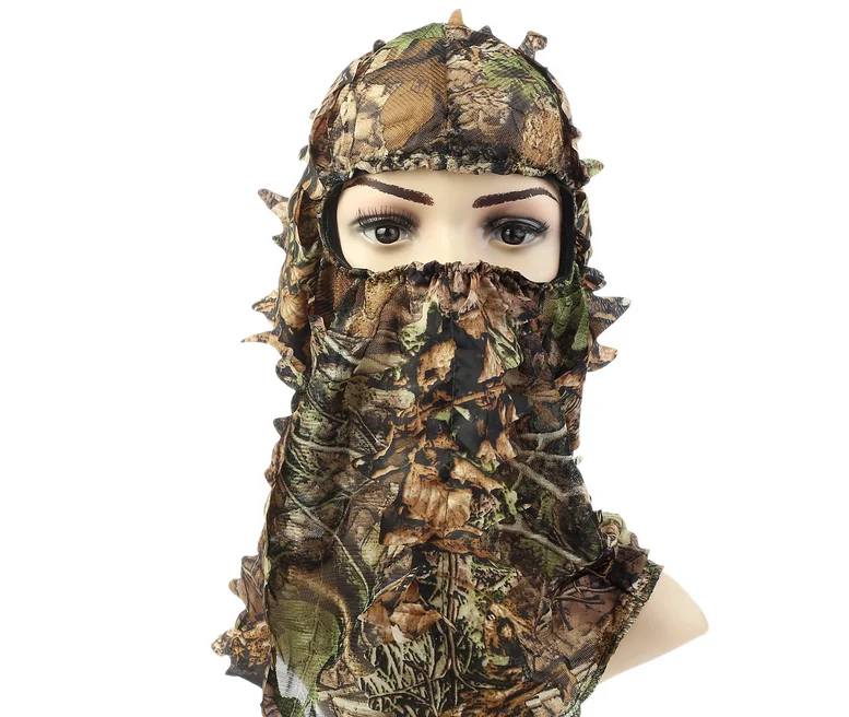 Новые камуфляжные охотничьи костюмы для охоты с листьями, с капюшоном, с зелеными листьями, с сеткой, с отверстием для глаз и рисунком листьев, Охотничьи аксессуары