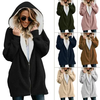 

Popular style European and American lamb hooded medium and long clothing