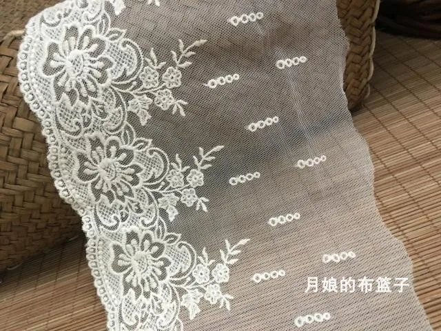 Изысканные вышитые сетчатые кружева розовый/светло-желтый хлопок Сетчатое вышитое кружево аксессуары 14 см Ширина